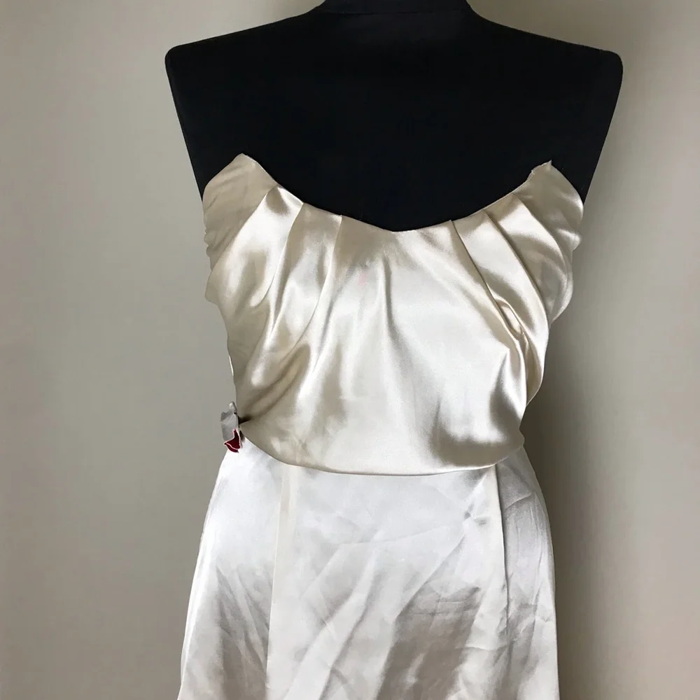 ASOS Champagne Strapless Satin Dress NWT - Picture 2 of 10